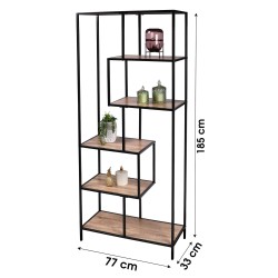 Estante COLORADO com 6 prateleiras (185cm) - Carvalho e Preto Estante COLORADO com 6 prateleiras (185cm) - Carvalho e Preto