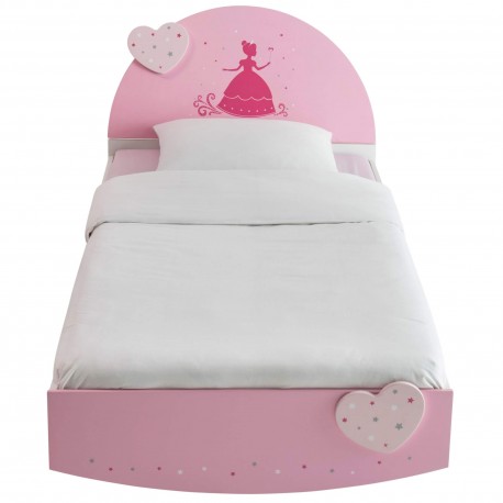 Cama Individual ANASTASIA 90×190cm - Branco e Rosa Cama Individual ANASTASIA 90×190cm - Branco e Rosa