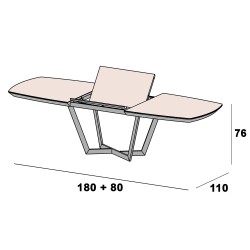 Mesa extensível AMORA (180-260cm) - Cinzento Bege Mate e Nogueira