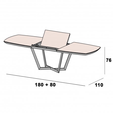 Mesa extensível AMORA (180-260cm) - Cinzento Bege Mate e Nogueira