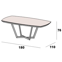Mesa extensível AMORA (180-260cm) - Cinzento Bege Mate e Nogueira