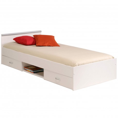 Cama de solteiro ROMEO com gavetas Branca