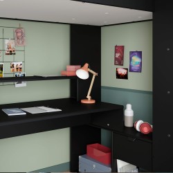 Cama alta gamer ONLINE com secretária - Preto