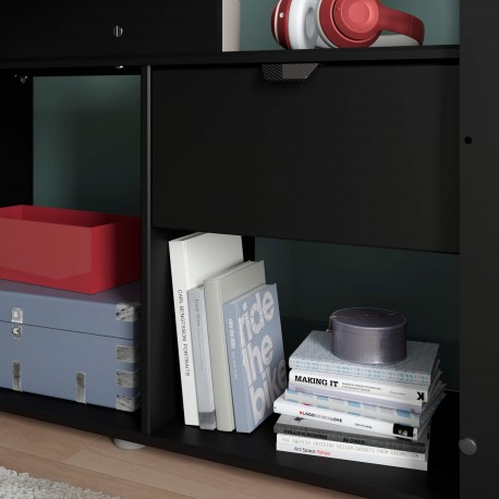 Cama alta gamer ONLINE com secretária - Preto