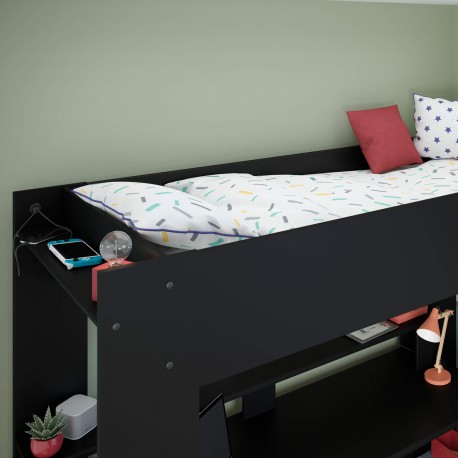 Cama alta gamer ONLINE com secretária - Preto Cama alta gamer ONLINE com secretária - Preto