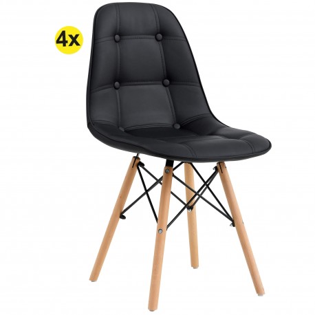Pack 4 OLIVER Chairs (Black PU) - Chair Packs