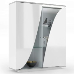 Vitrine GOYA branco brilho e cinza