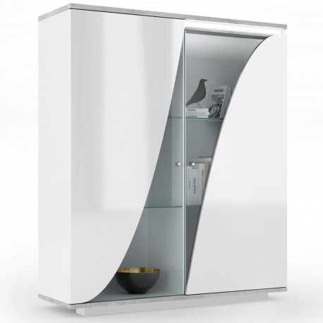 Vitrine GOYA branco brilho e cinza