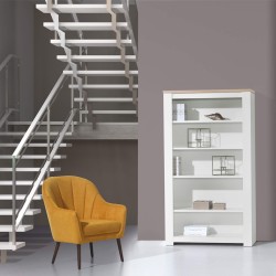 Estante FLORENÇA (106cm) - Branco e Carvalho