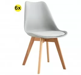 Pack 6 cadeiras SOPHIE (cinza claro PU) - Packs de Cadeiras