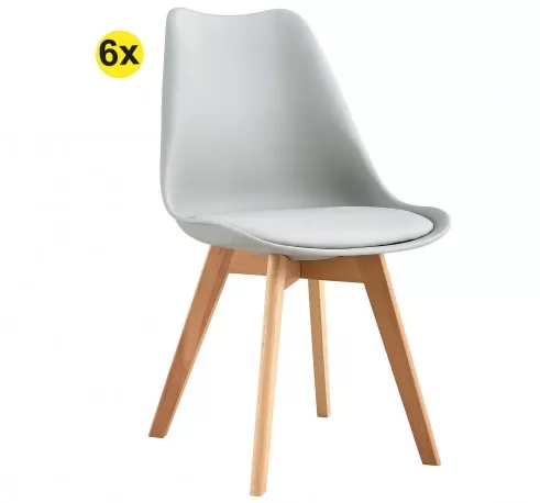 Pack 6 cadeiras SOPHIE (cinza claro PU) - Packs de Cadeiras