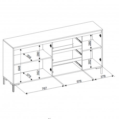 Aparador KORSIKA dimensões Aparador KORSIKA dimensões