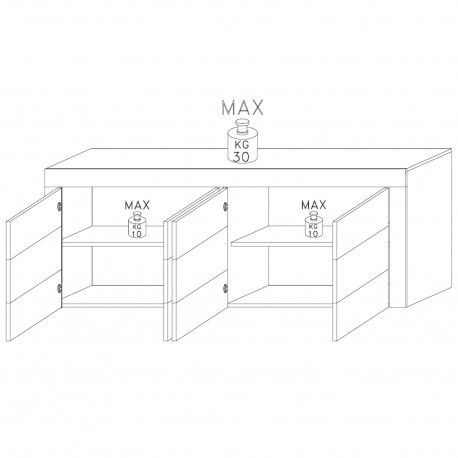 Aparador EASY 4 portas Peso máximo