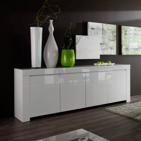 Aparador AMALFI 4 portas Branco Brilho Aparador AMALFI 4 portas Branco Brilho