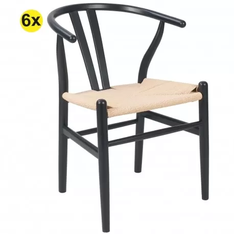 Pack 6 cadeiras EVIE (preto)