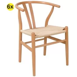 Pack 6 cadeiras EVIE (natura)
