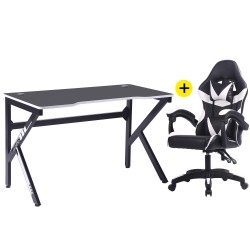 Pack Secretaria+ Cadeira GAMER II Preto/Branco - Office Desk