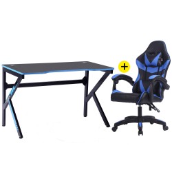 Pack Secretaria+ Cadeira GAMER II Preto/Azul - Office Desk