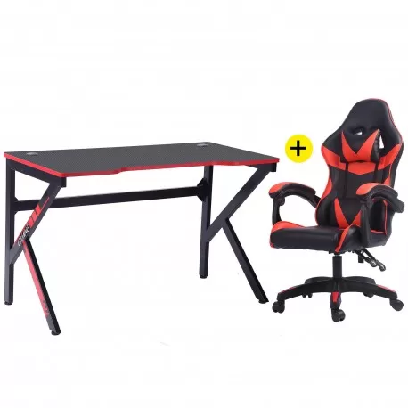Pack secretaria + cadeira GAMER II (preto/vermelho)