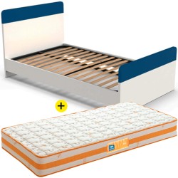 Pack cama PLAY 110x195cm (azul) + colchão KIDS - Packs Camas Individuais