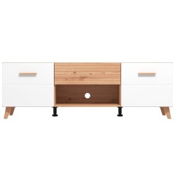 Móvel TV BRETAGNA - Carvalho Artesanato e Branco Brilho