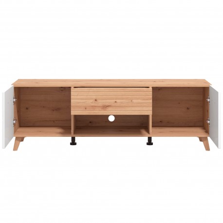 Móvel TV BRETAGNA - Carvalho Artesanato e Branco Brilho Móvel TV BRETAGNA - Carvalho Artesanato e Branco Brilho