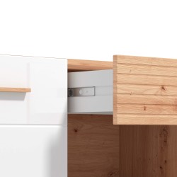 Móvel TV BRETAGNA - Carvalho Artesanato e Branco Brilho Móvel TV BRETAGNA - Carvalho Artesanato e Branco Brilho