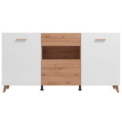 Aparador BRETAGNA Carvalho Artesanato e Branco Brilho