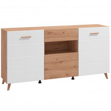 Aparador BRETAGNA Carvalho Artesanato e Branco Brilho