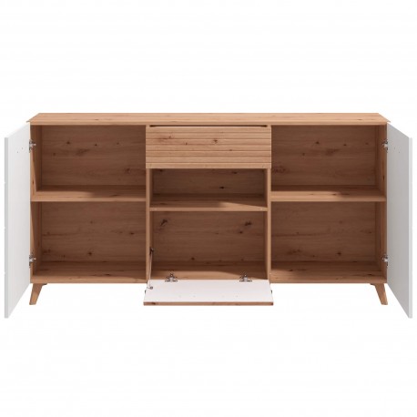 Aparador BRETAGNA Carvalho Artesanato e Branco Brilho