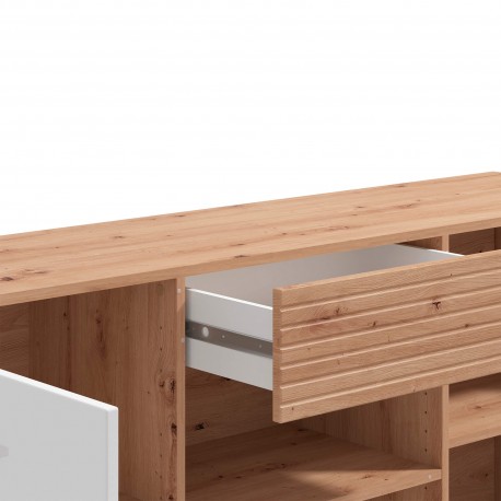 Aparador BRETAGNA Carvalho Artesanato e Branco Brilho