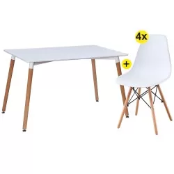 Pack mesa DENVER II + 4 cadeiras DENVER II (branco) - Conjuntos de Mesas e Cadeiras