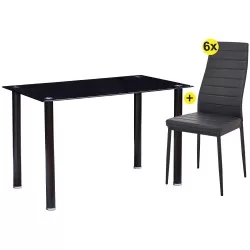 Pack mesa SHADE + 6 cadeiras ZARA II (preto) - Conjuntos de Mesas e Cadeiras