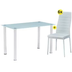 Pack mesa SHADE II (branco) + 6 cadeiras ZARA (branco) - Conjuntos de Mesas e Cadeiras