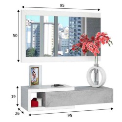 Consola NOON com espelho - Betão e Branco Mate Consola NOON com espelho - Betão e Branco Mate