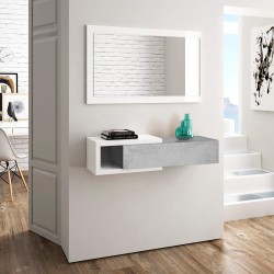 Consola NOON com espelho - Betão e Branco Mate Consola NOON com espelho - Betão e Branco Mate