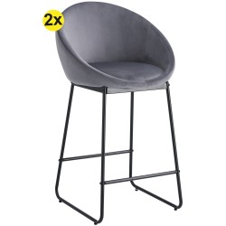 Pack 2 Cadeiras DOLLY Velvet Cinza Escuro - Chair Packs