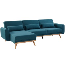 Sofá chaise longue reversível MARINA com cama - Azul Escuro
