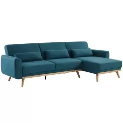 Sofá chaise longue reversível MARINA com cama - Azul Escuro