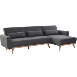 Sofá chaise longue reversível MARINA com cama - Cinzento