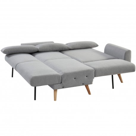 Sofá chaise longue reversível MARINA com cama - Cinzento Claro