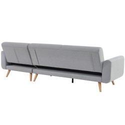 Sofá chaise longue reversível MARINA com cama - Cinzento Claro