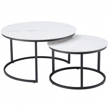 Conjunto mesa de centro NOLAN - Branco e Preto