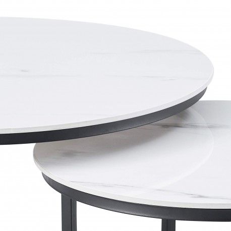 Conjunto mesa de centro NOLAN - Branco e Preto