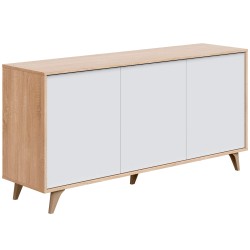 Aparador KIKUA Branco Mate e Carvalho