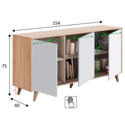 Aparador KIKUA Branco Mate e Carvalho Aparador KIKUA Branco Mate e Carvalho