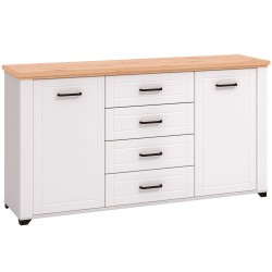 Aparador VALENCIA - Branco Mate e Carvalho