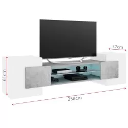 Móvel TV alto INCASTRO - Branco e betão