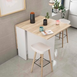 Mesa rebatível FLY - Branco e Carvalho