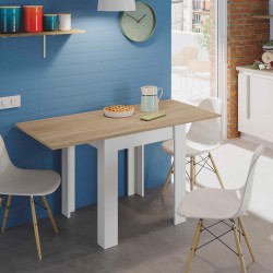 Mesa extensível LIVRE (67-134 cm) - Branco e Carvalho